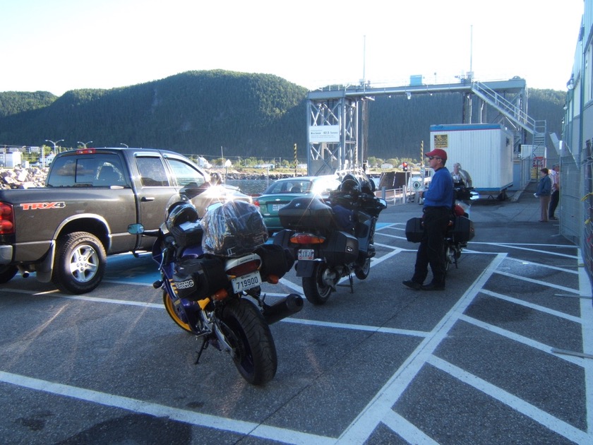 Waiting to board the ferry to Matane