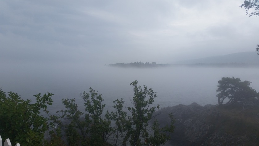 View of the fog at Eagle Harbor Lighthouse