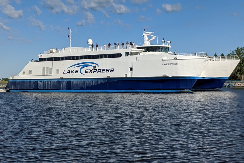 Ferry coming into Muskegon